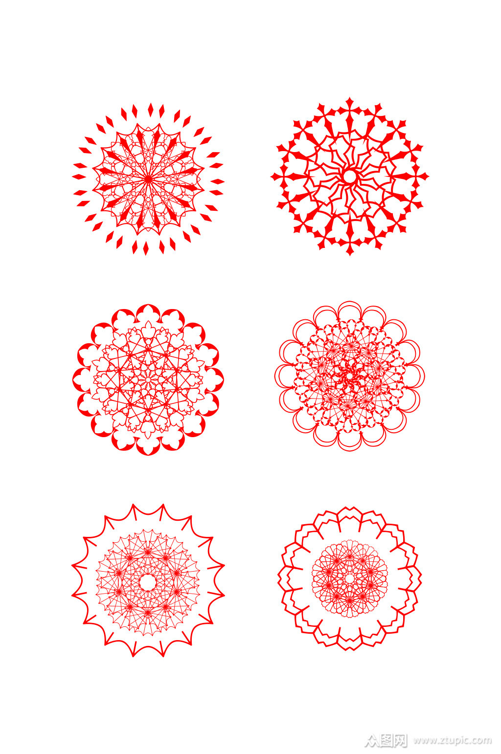 中式圆形花纹边框元素素材