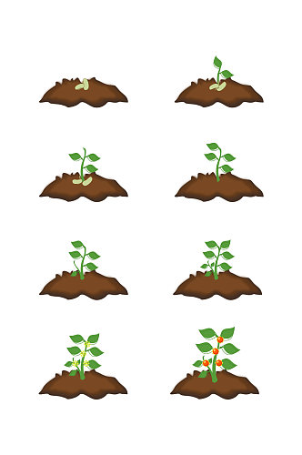 简约手绘绿色植物土壤元素