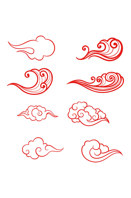 线条手绘云朵祥云元素