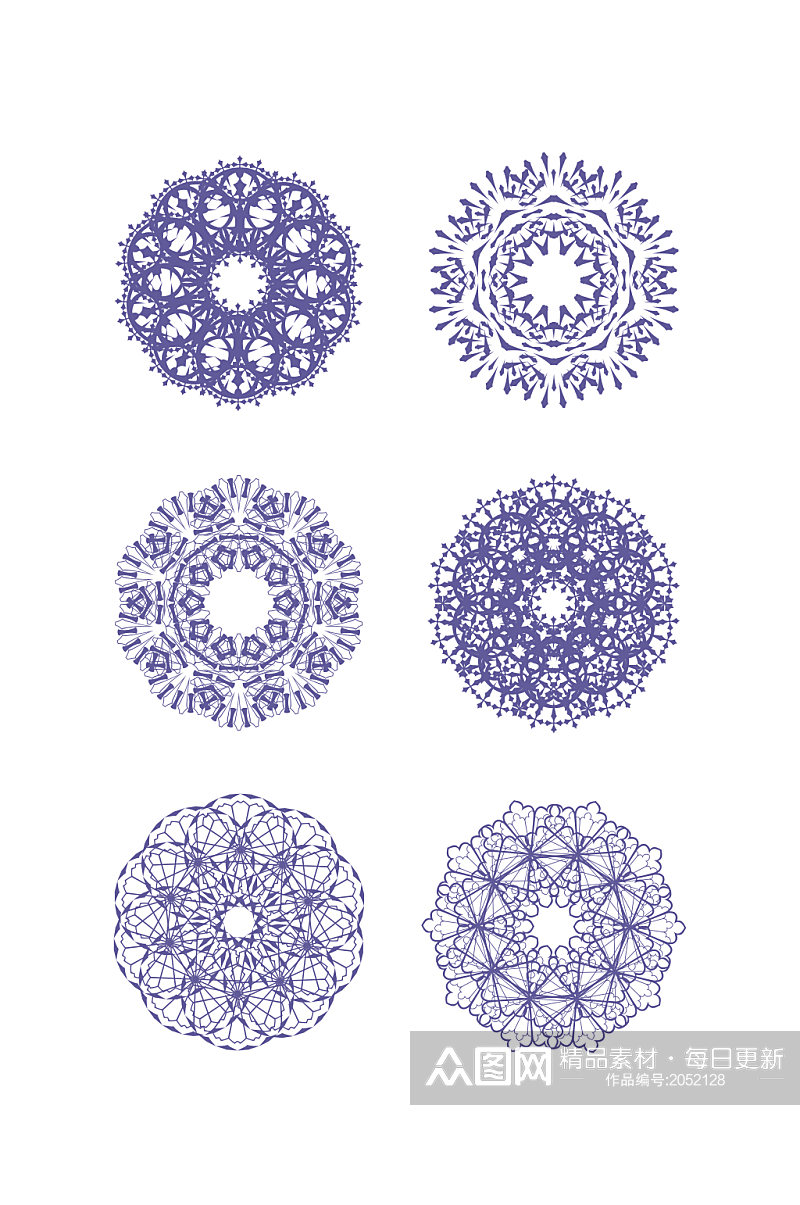 圆形中式花纹图案元素素材