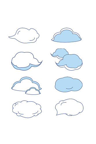 简约卡通手绘云朵元素