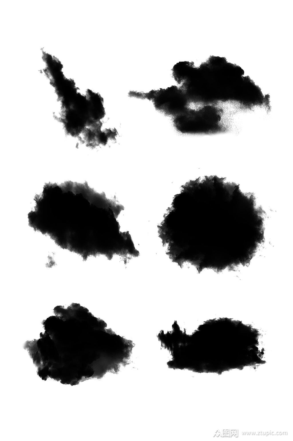 中式水墨笔触墨迹元素素材