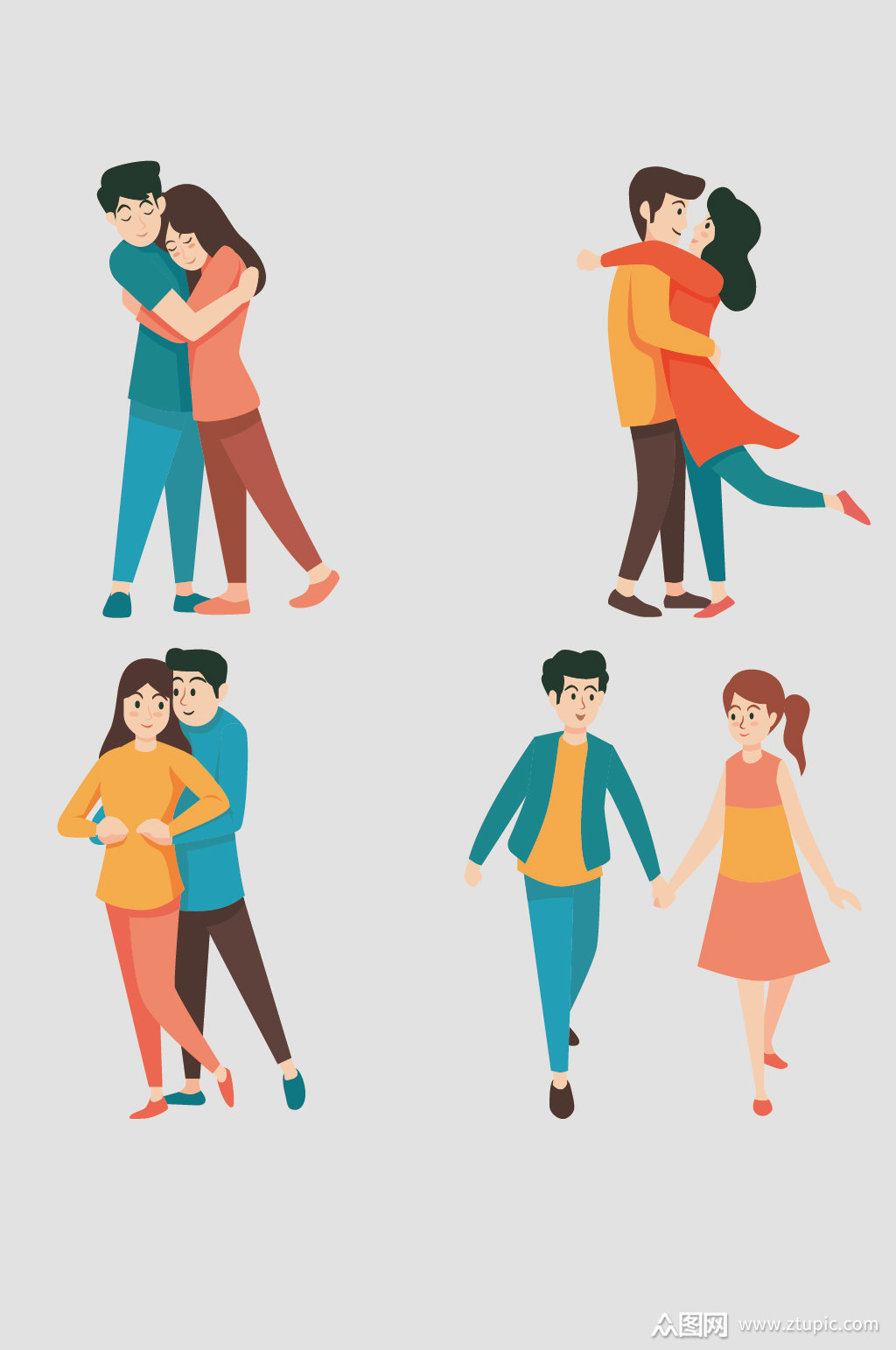 矢量卡通手绘情侣人物模板下载-编号2117928-众图网