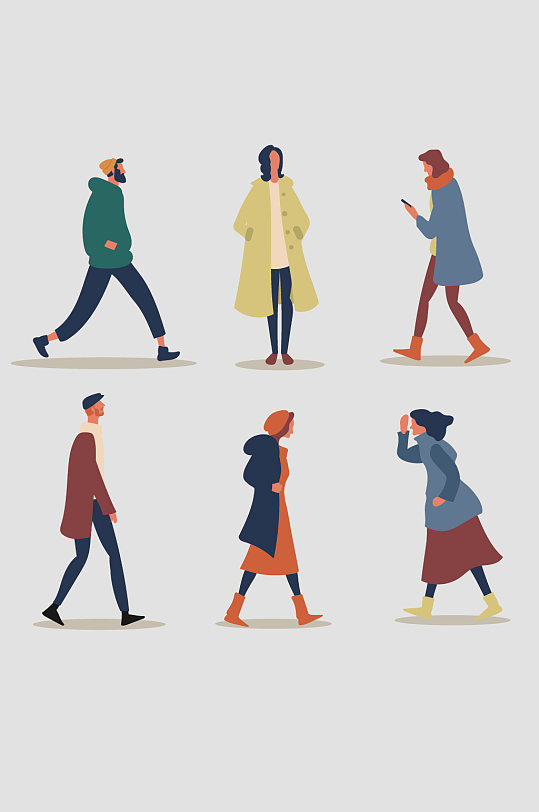 卡通手绘走路人物