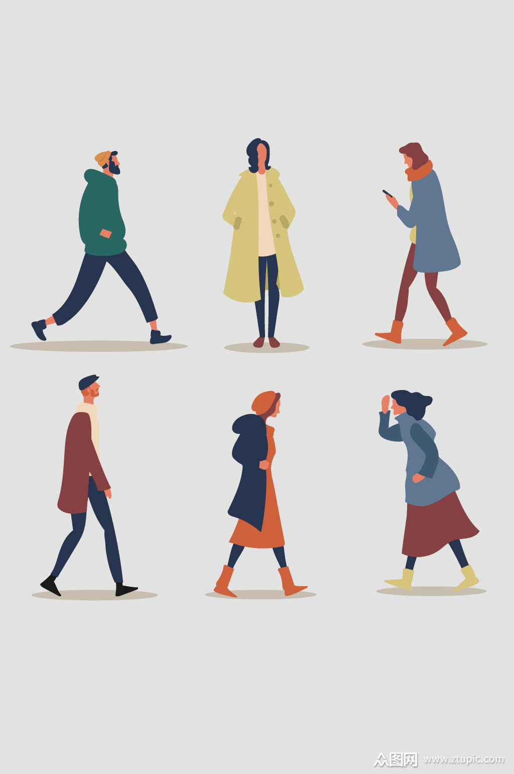 卡通手绘走路人物模板下载-编号2117932-众图网