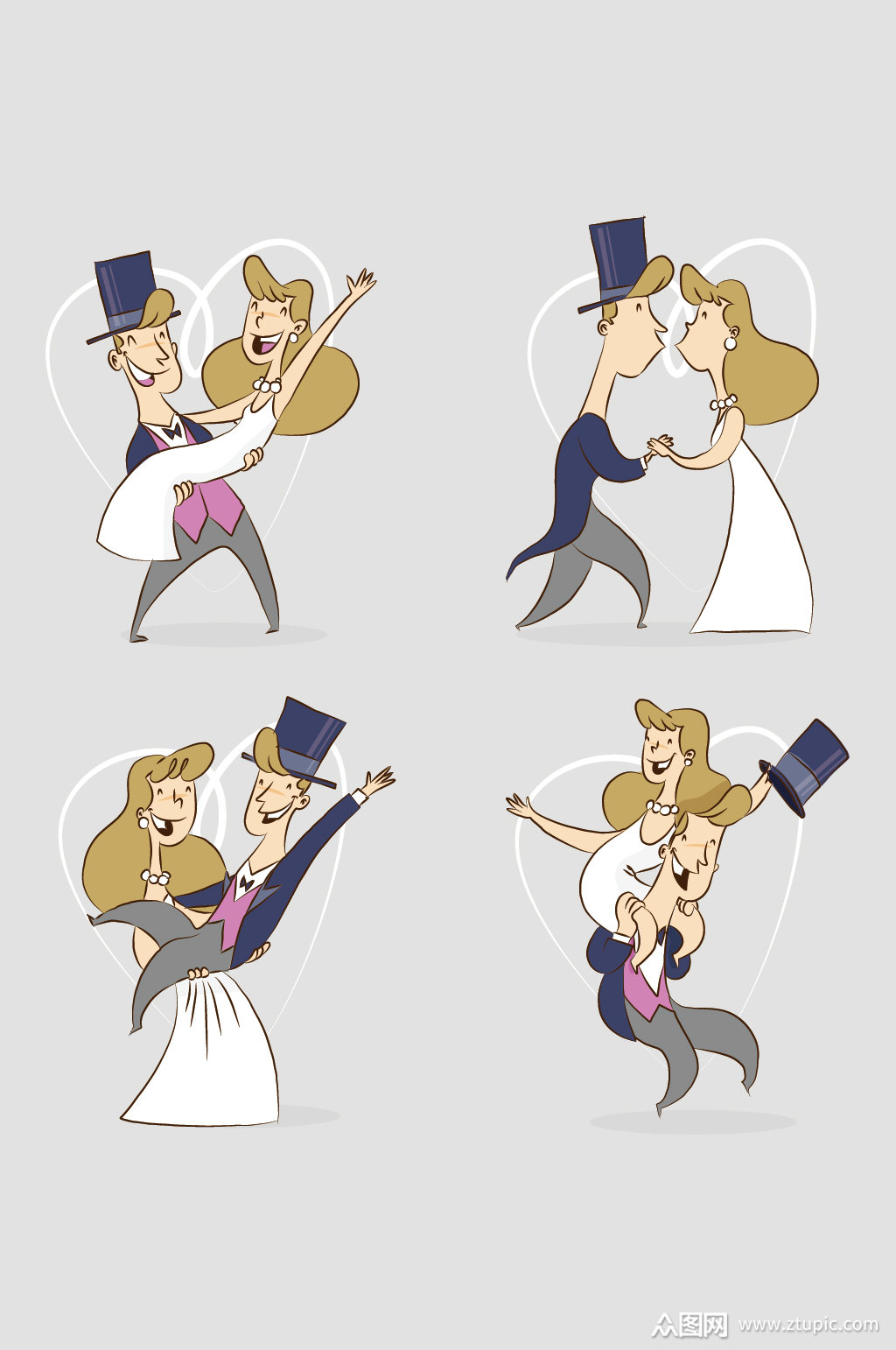 矢量卡通情侣人物模板下载-编号2118431-众图网