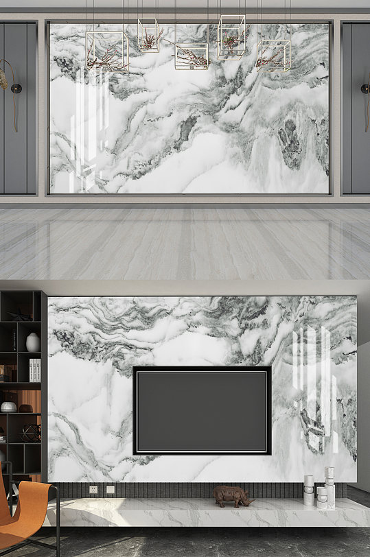 中式山水画背景墙-众图网