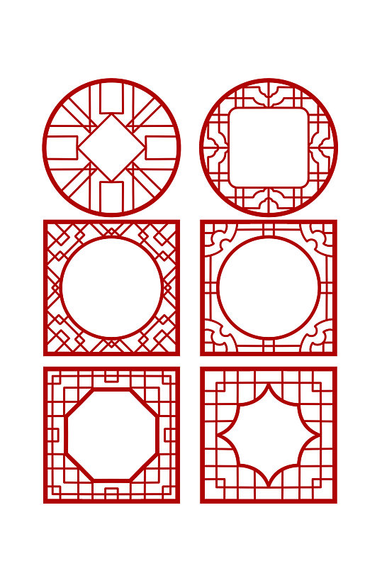 中式线条窗花窗格元素