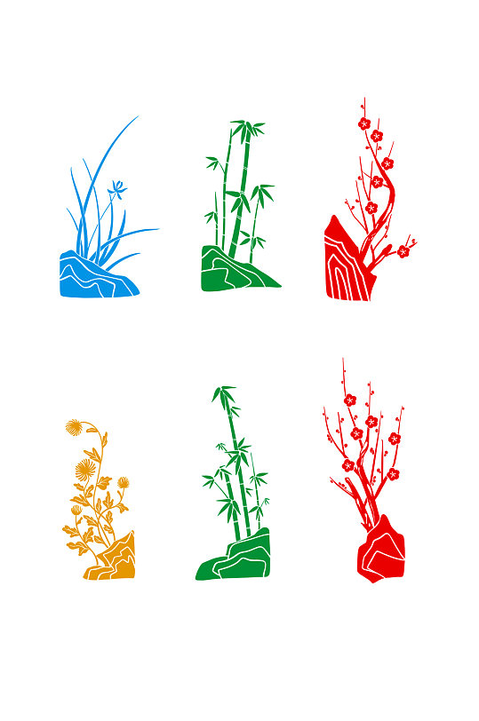 中式传统梅兰竹菊元素