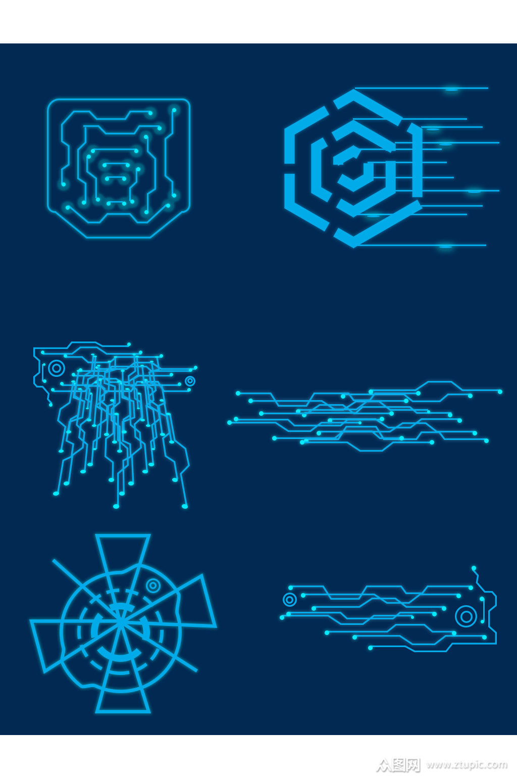 蓝色炫丽科技线条花纹元素