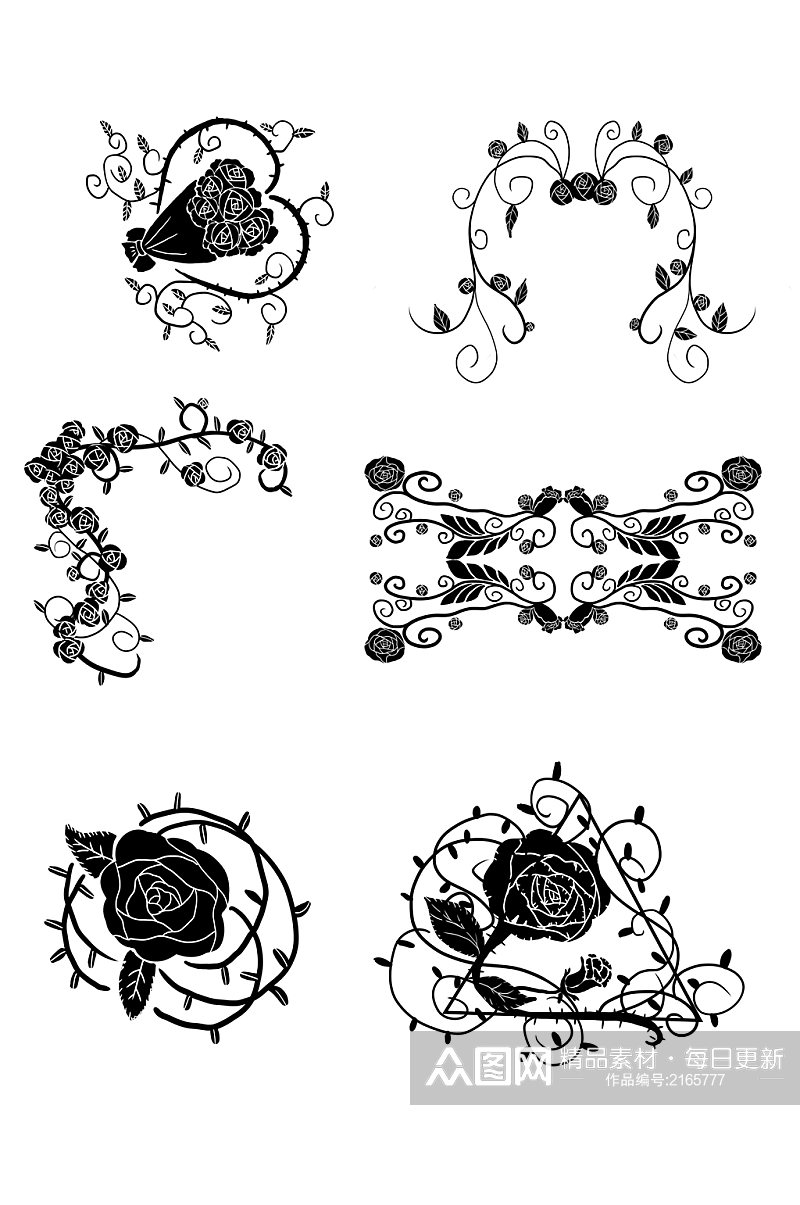 创意个性玫瑰花元素素材