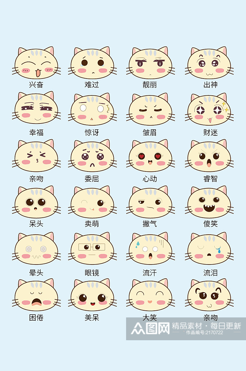 矢量猫脸元素表情包表情素材