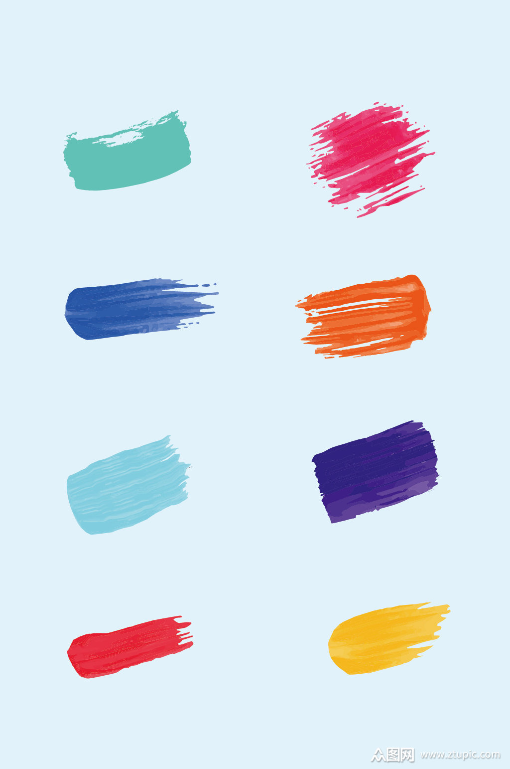 矢量炫丽彩色笔触墨迹元素