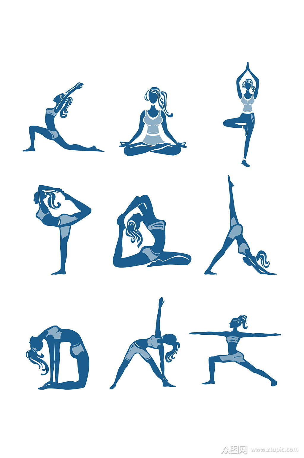 简约手绘瑜伽女士人物元素
