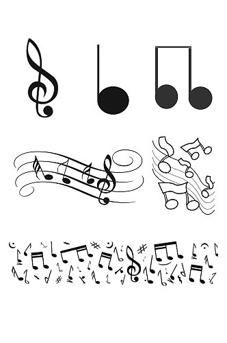简约手绘线条音符音乐符号元素