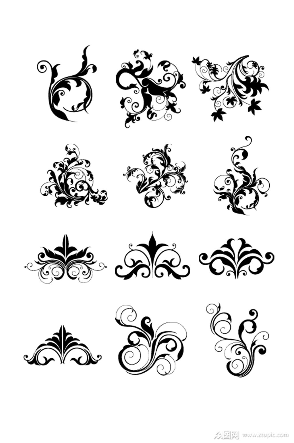 欧式手绘花纹花草元素模板下载-编号2177271-众图网