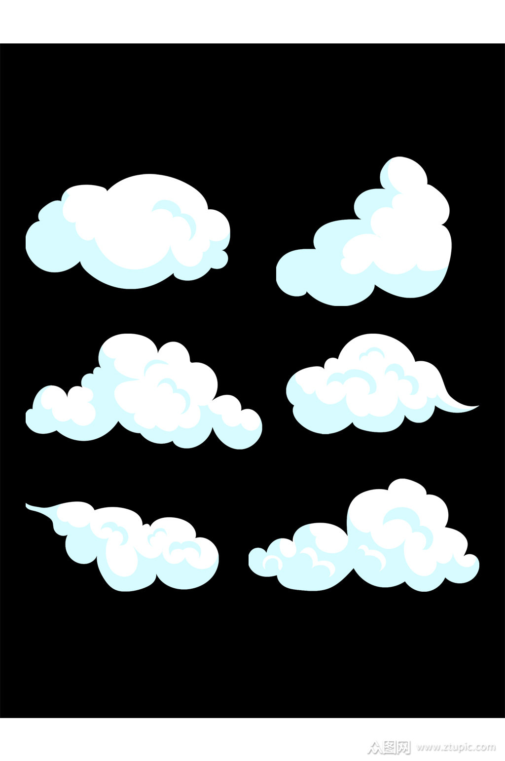中式白色云朵元素素材