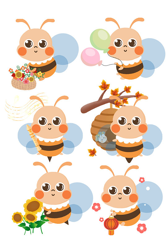 可爱卡通蜜蜂元素