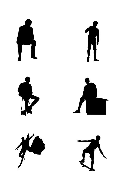 手绘男士人物剪影元素