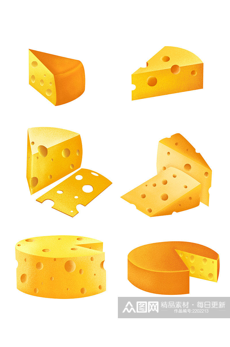 手绘黄色奶酪乳酪元素素材