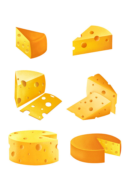 手绘黄色奶酪乳酪元素