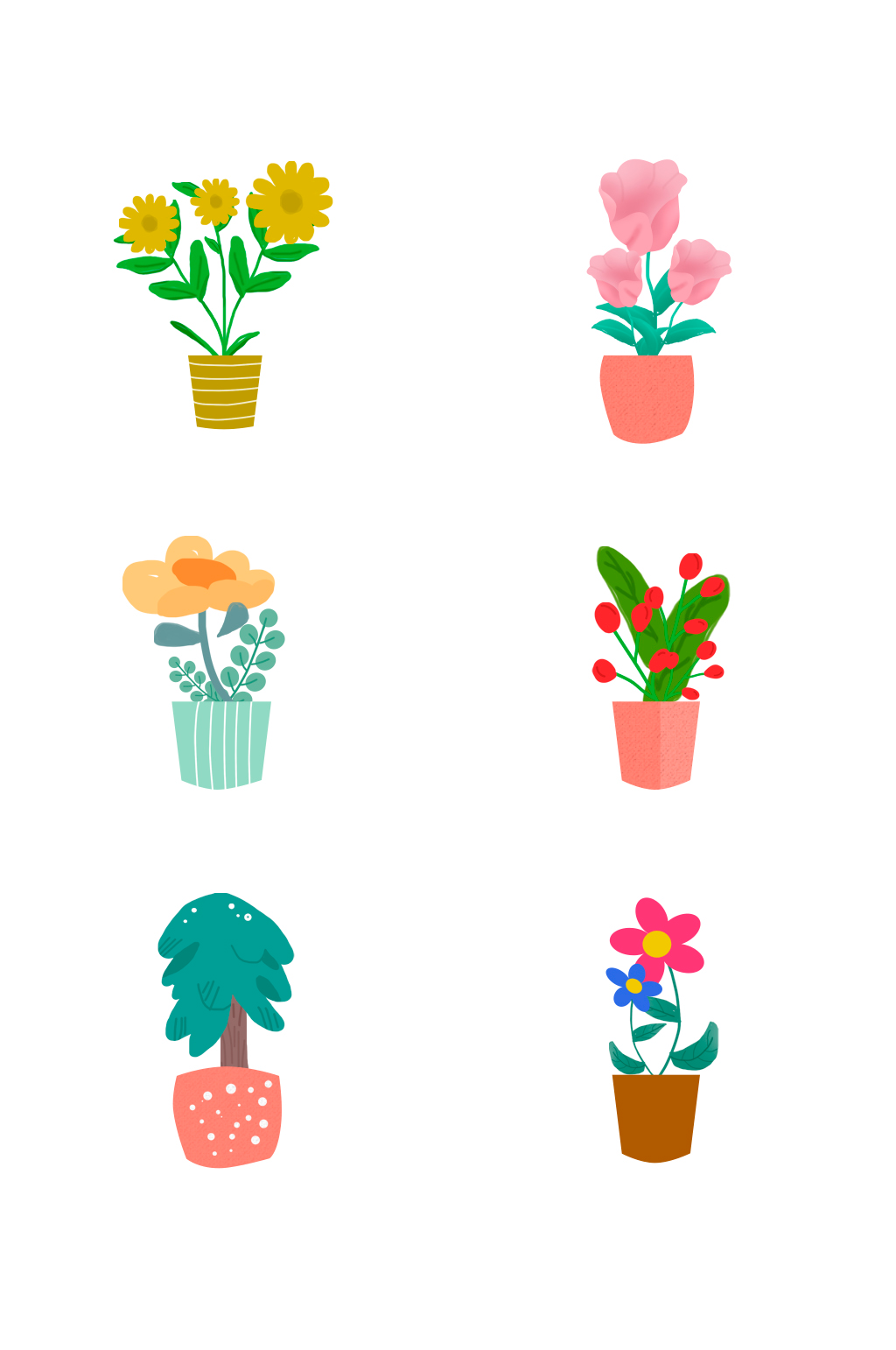 手绘花盆花盆栽元素素材