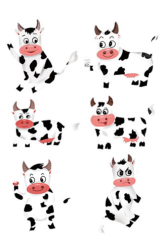 卡通手绘牛奶牛元素