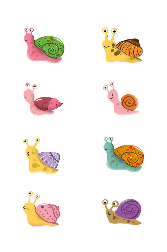 卡通手绘小蜗牛元素