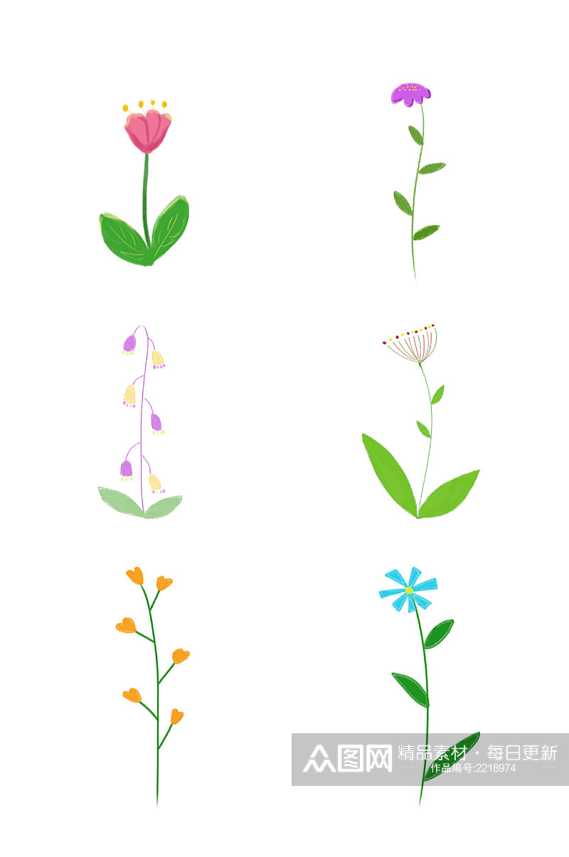 手绘花朵小花元素素材