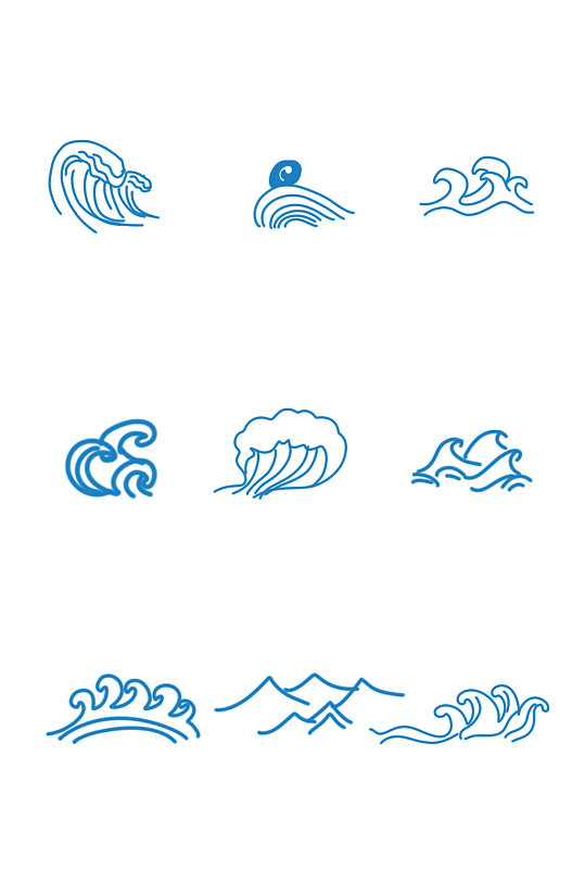 漂亮线条矢量卡通波浪线素材