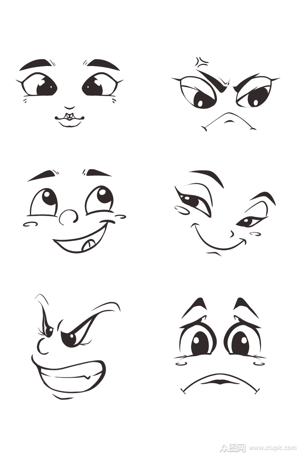 手绘线条人物脸部元素