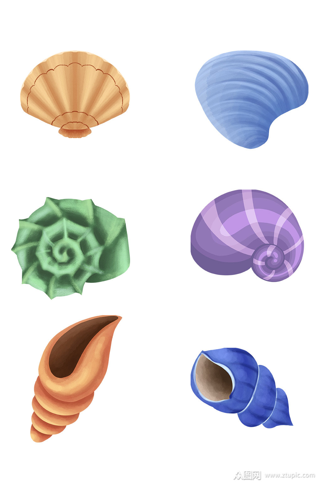 卡通手绘海螺元素