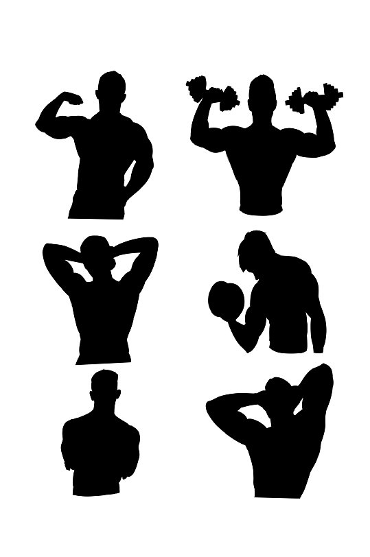 健美锻炼男士人物剪影元素剪影运动元素