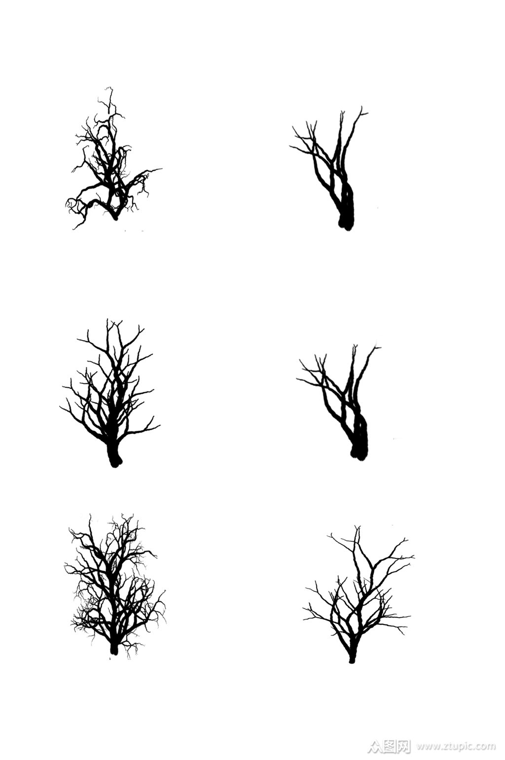 手绘线条树枝树木元素素材