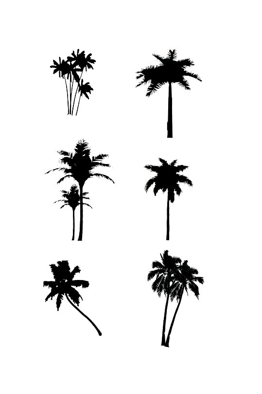 简约手绘椰树剪影元素