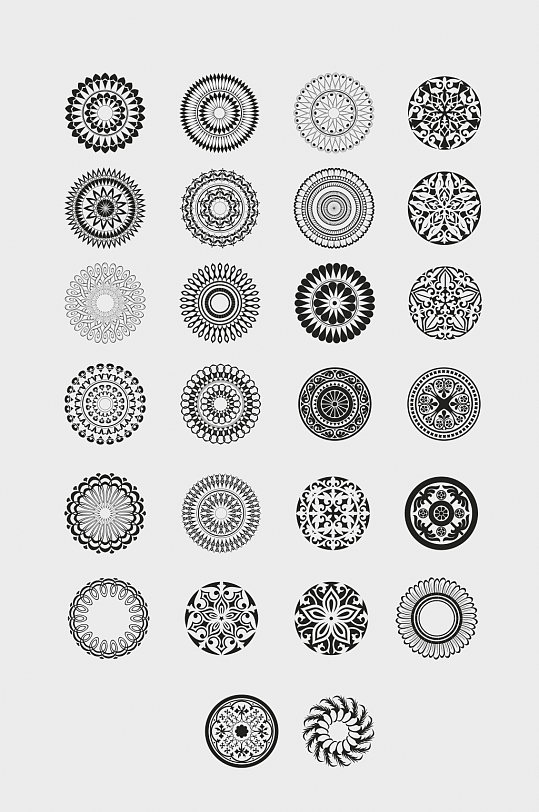 中式圆形花纹花边元素