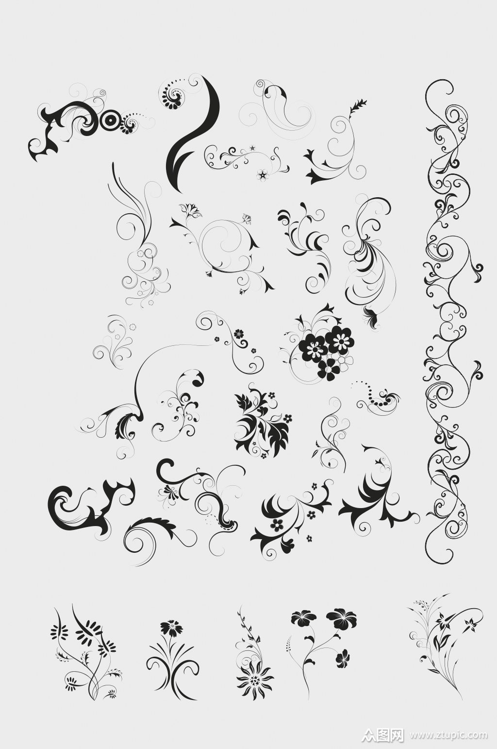 矢量花草花纹边框花边