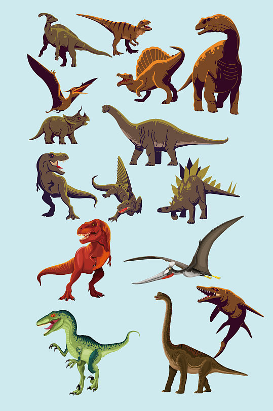 AI矢量侏罗纪恐龙元素