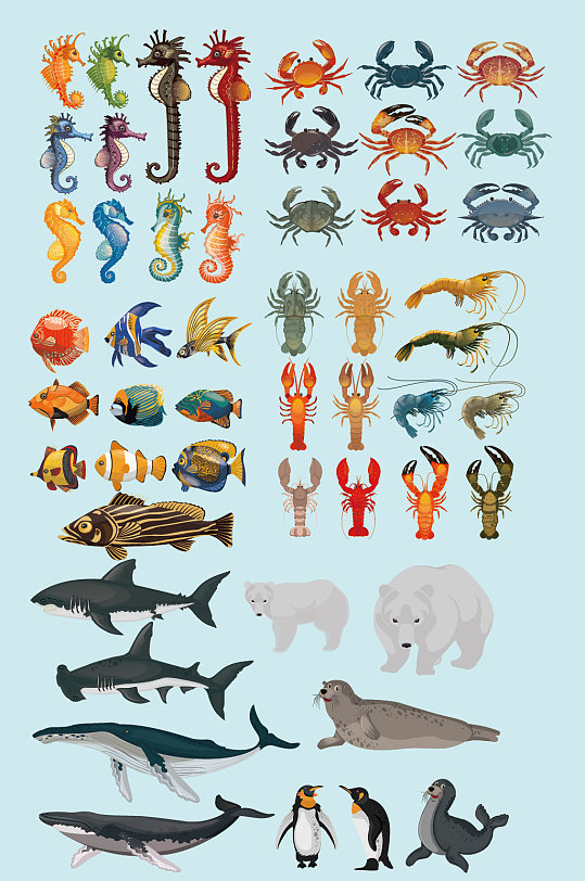 海洋动物矢量图图片-海洋动物矢量图设计素材-海洋动物矢量图模板下载