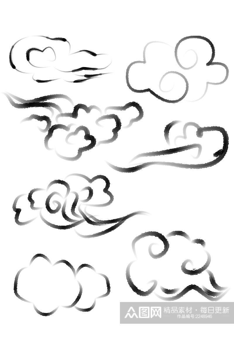 手绘线条云朵祥云元素素材
