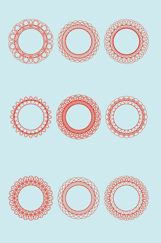 圆形矢量花纹花边元素-众图网