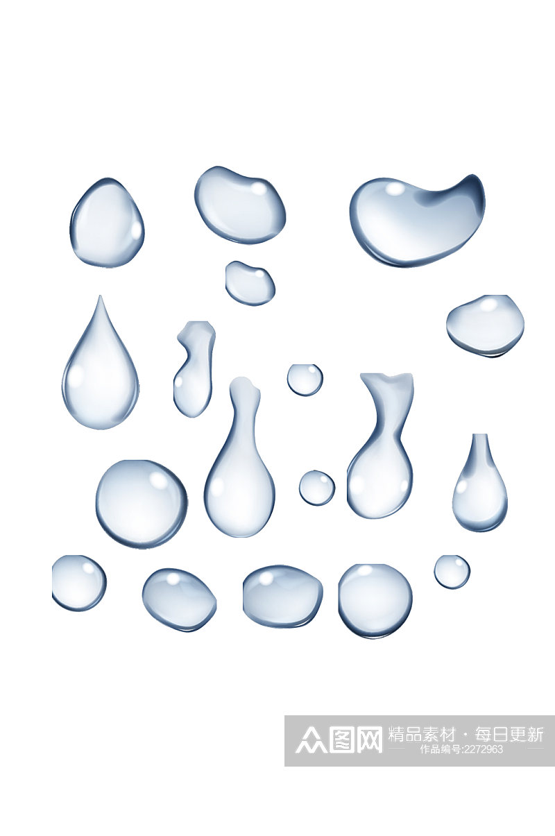 立体化水滴水花元素素材