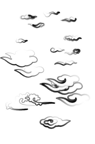 简约中式水墨手绘云朵云元素