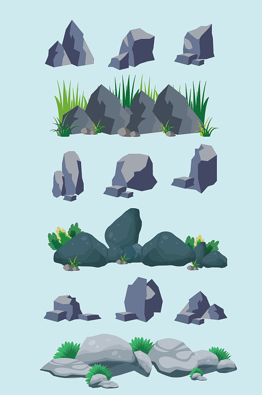 ai矢量手绘石头