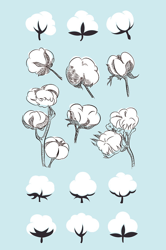 ai矢量棉花棉球元素