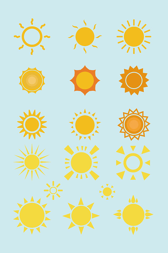 矢量手绘圆形太阳花纹