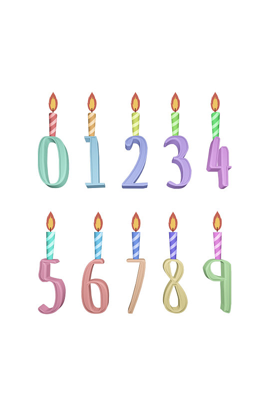 个性创意生日蜡烛阿拉伯数字元素