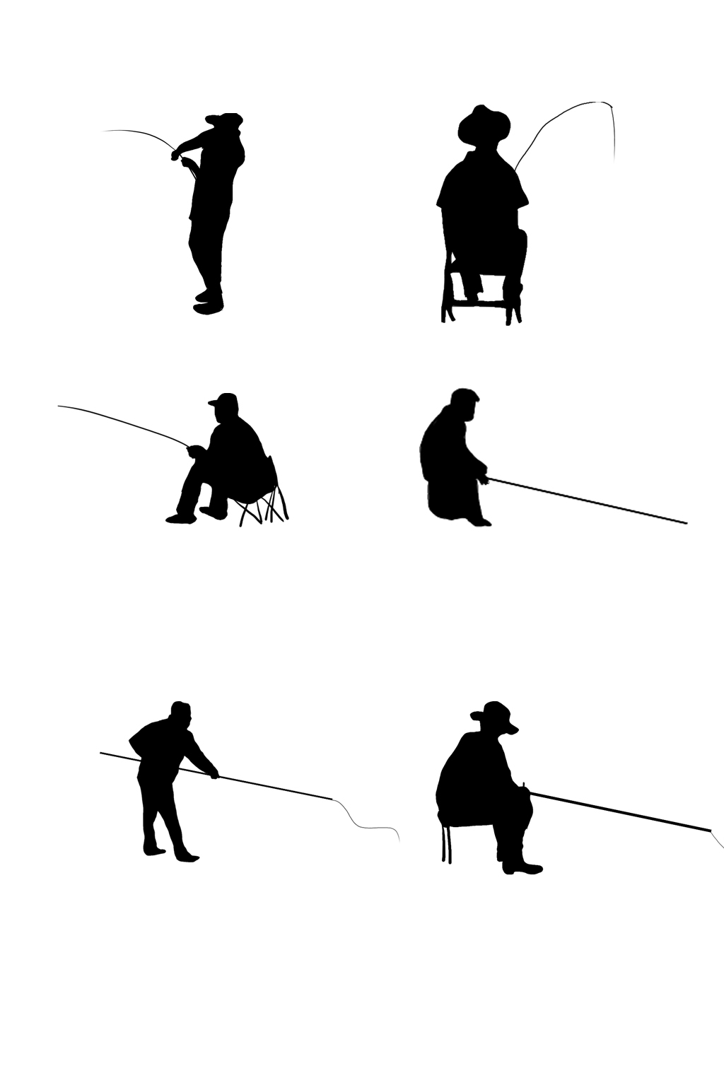 一个人钓鱼图片黑白图片