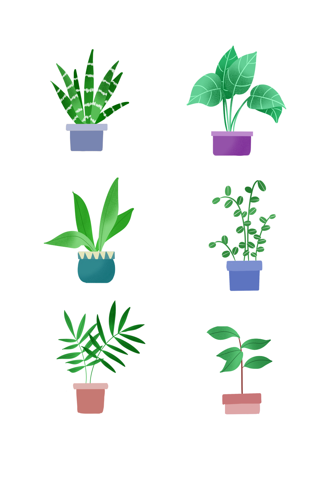 手绘创意个性盆栽花草元素素材