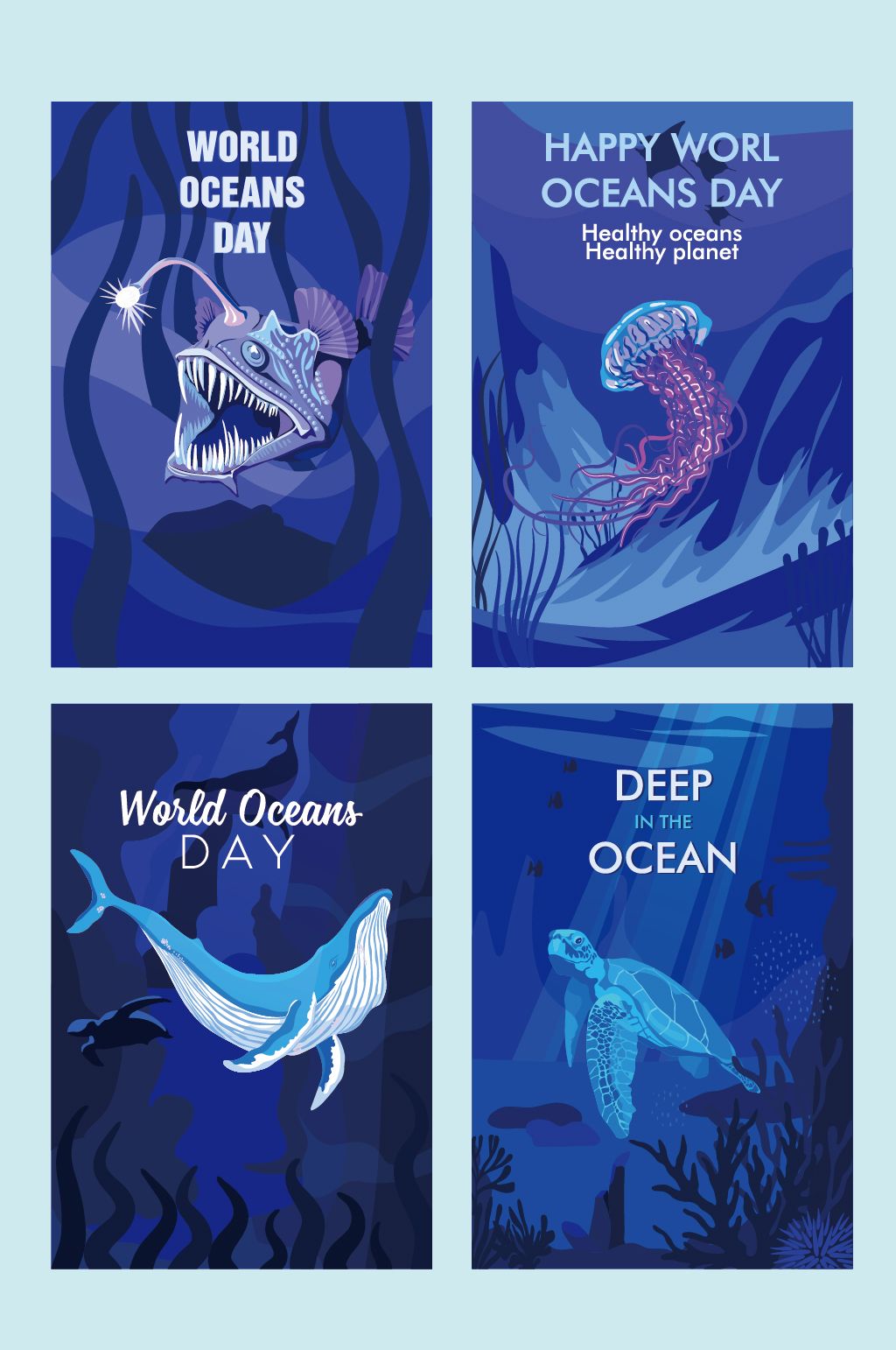 矢量海底海洋生物插画素材